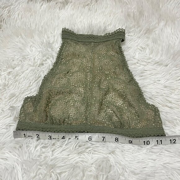 VICTORIAS SECRET GREEN BRALETTE XS ARMY OLIVE LACE HIGH NECK HALTER OPEN BACK - Picture 7 of 7